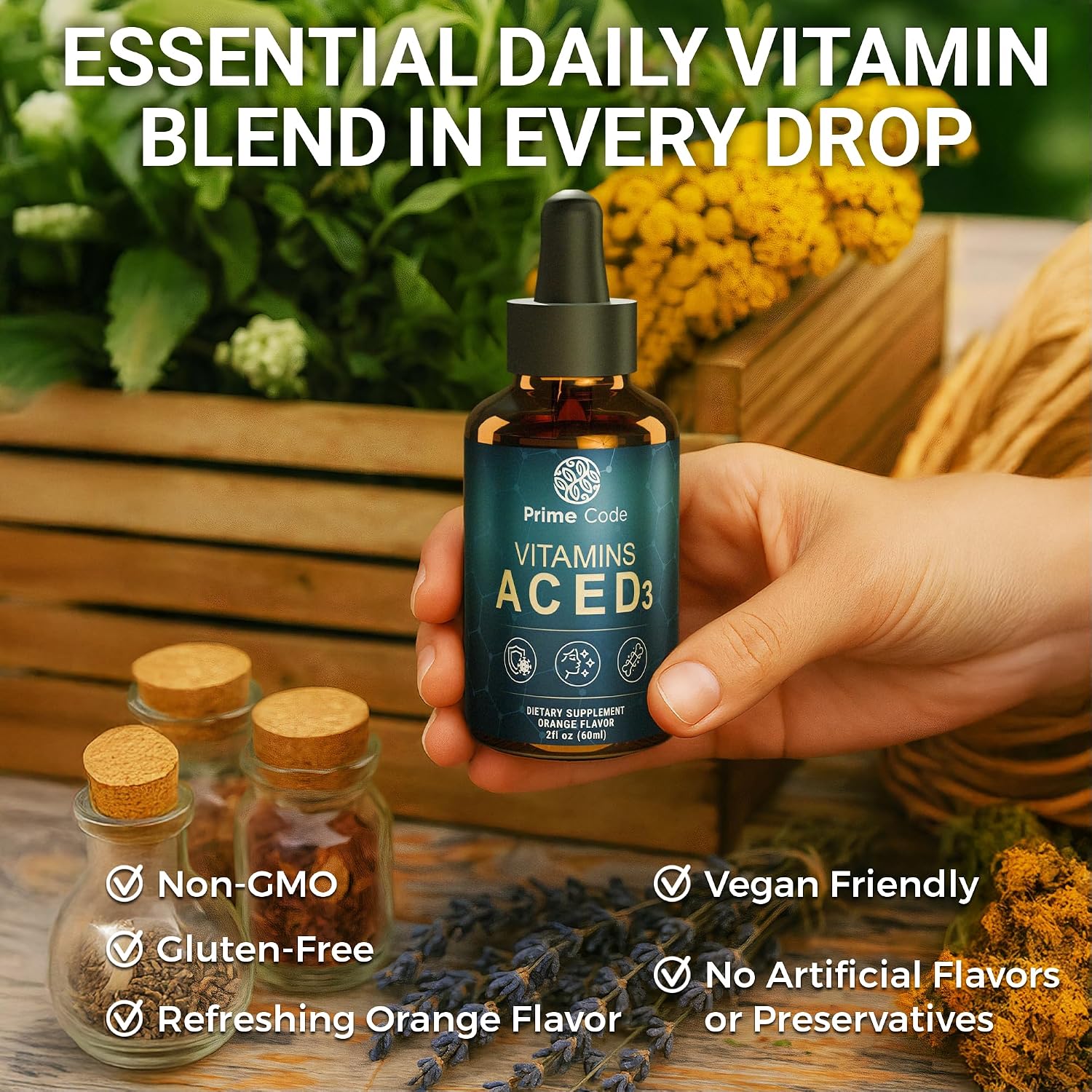Prime Code Liquid Vitamin A Supplement with Vitamins C, D3 and E - Natural Orange, Non-GMO - görsel 6