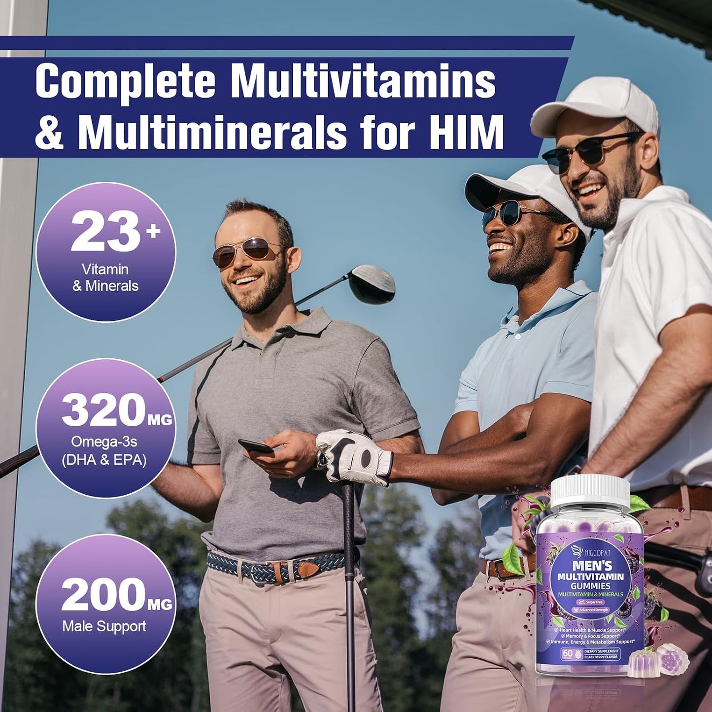 Men's Multivitamin Gummies with Omega-3, Probiotics & Methylated B Vitamins – Sugar-Free Blackberry - görsel 5