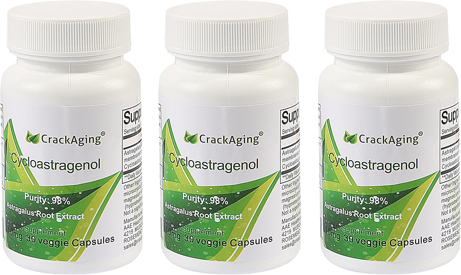 Crackaging Super-Absorption Cycloastragenol 98% (10mg per Capsule) (30 capsules per bottle, 6 bottles) - görsel 6