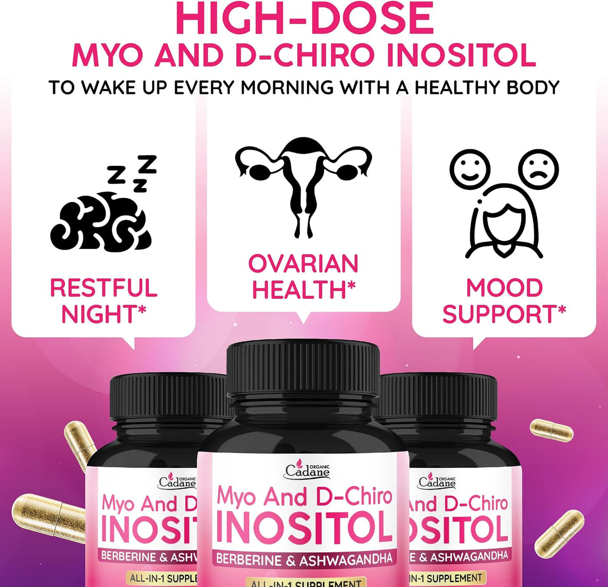 Myo & D-Chiro Inositol Food Supplement – Women's Balance Formula with Ashwagandha, Maca, Chasteberry, Berberine and Black Pepper – 90 Capsules - görsel 5
