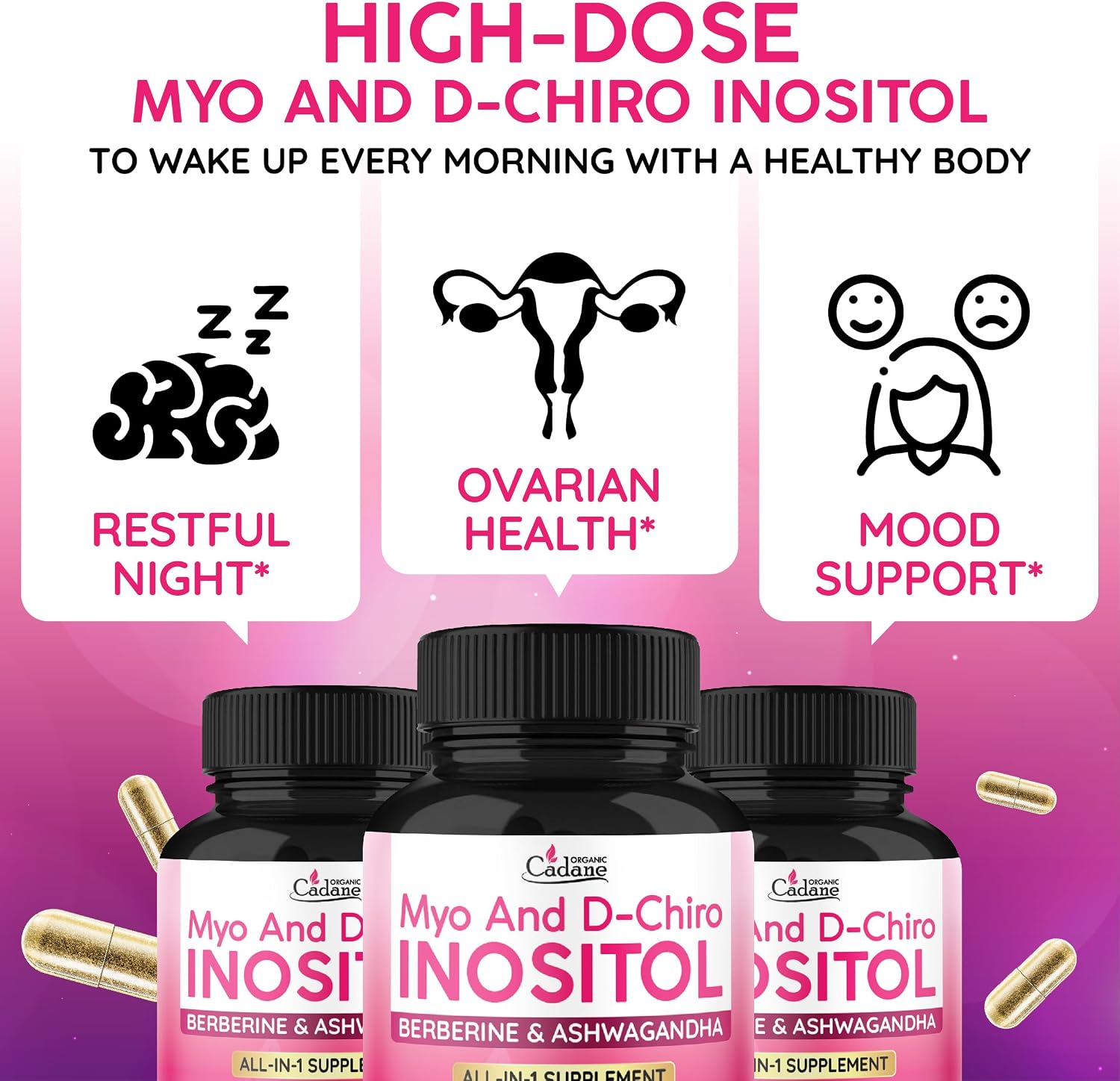 Myo & D-Chiro Inositol Food Supplement – Women's Balance Formula with Ashwagandha, Maca, Chasteberry, Berberine and Black Pepper – 90 Capsules - görsel 5