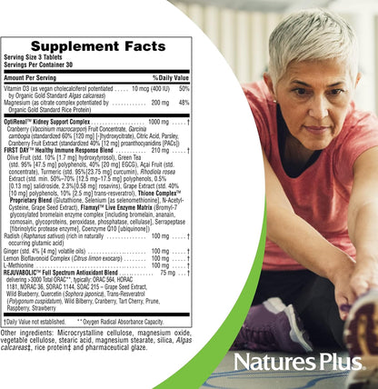 NaturesPlus AgeLoss Kidney Support - 90 Tablets - with Vitamin D3 & Magnesium - Vegetarian, Gluten-Free - 30 Servings
