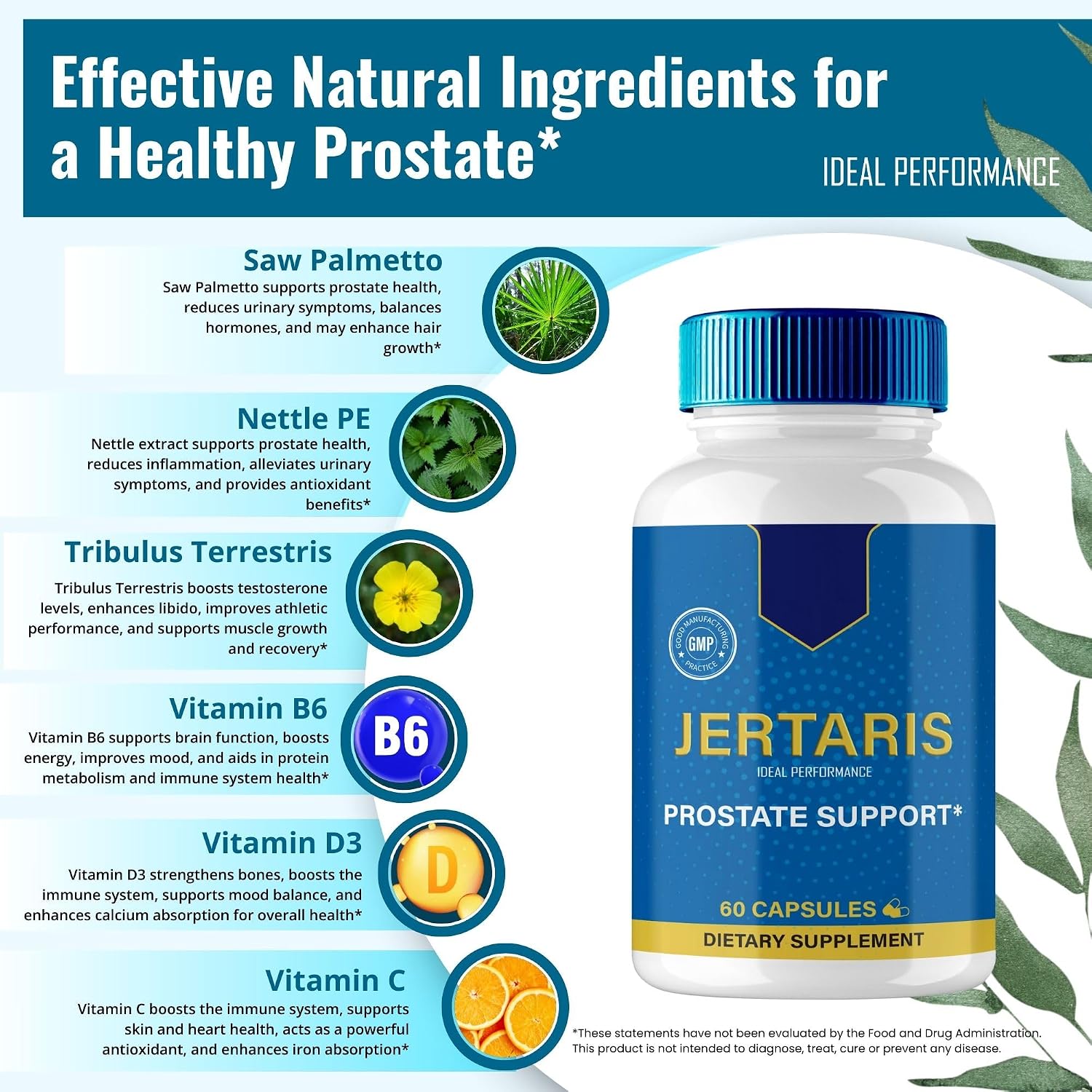 IDEAL PERFORMANCE Jertaris Capsules - Extra Strength Prostate Health Support (2 Pack) - görsel 6