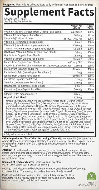 Garden of Life Organics Men's Multivitamin with Prostate Support, B12 & Vitamins – Vegan Daily Whole Food Multivitamin, Non-GMO, Certified Organic, 120 Tablets