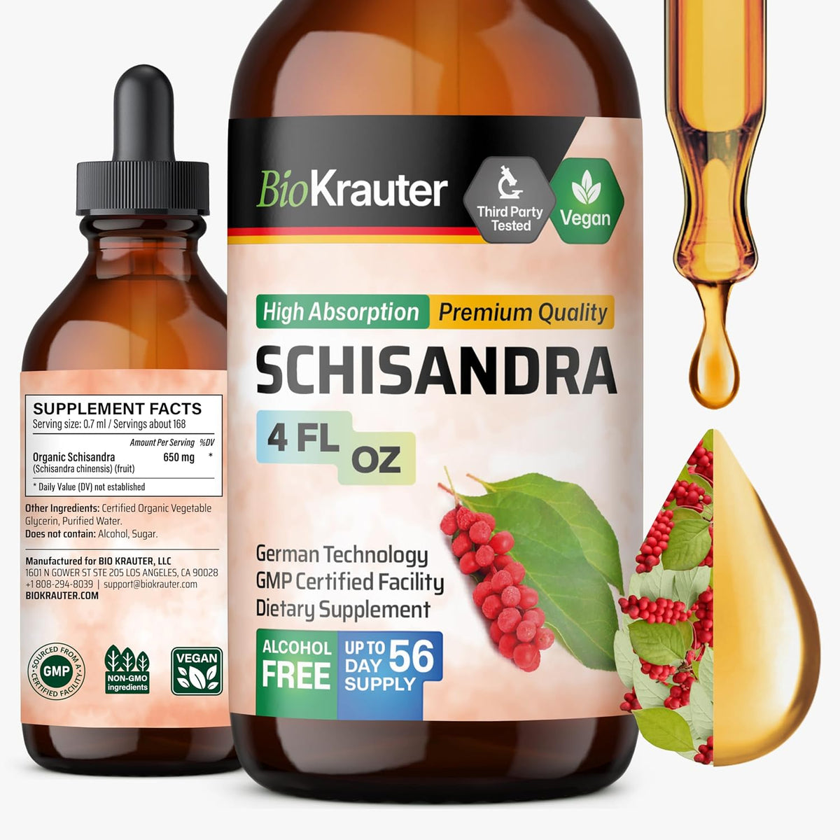 BIO KRAUTER Schisandra for Calm & Relaxation - Liquid Mood Support Supplement, 118 ml - görsel 1