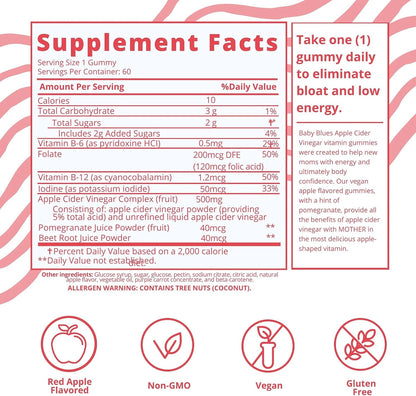 Baby Blues Postpartum Essentials Pack for New Mum, 3-Pack Postpartum Vitamin Kit with Hair Vitamins, Apple Cider Vinegar and Elderberry Gummies, for Hair, Energy and Immune Support, 180 Gummies