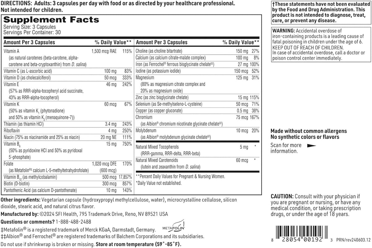 SFI Health Klaire Labs Prenatal & Nursing Multivitamin - Postnatal & Prenatal Vitamins for Women with Iron - Complete Nutritional Support During Preconception, Pregnancy & Breastfeeding (90 Capsules) - görsel 6