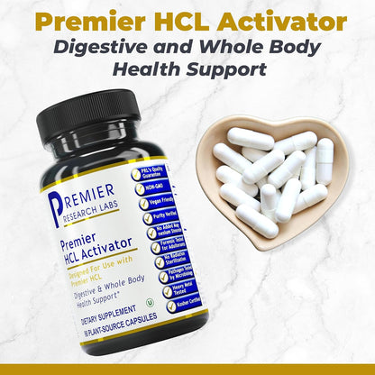 Premier Research Labs Premier HCL Activator - Pepsin Digestive Enzymes Supplement for Optimal Digestive Function