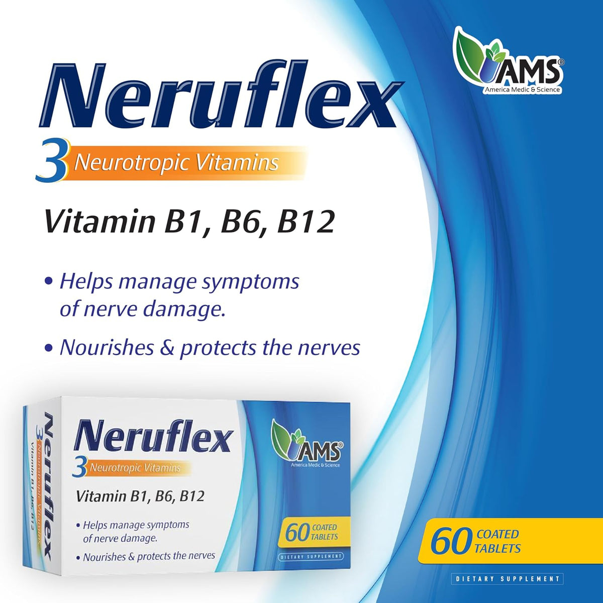 America Medic & Science NeruFlex – Nerve Support Supplement with B-Vitamins, 60 Tablets - görsel 5
