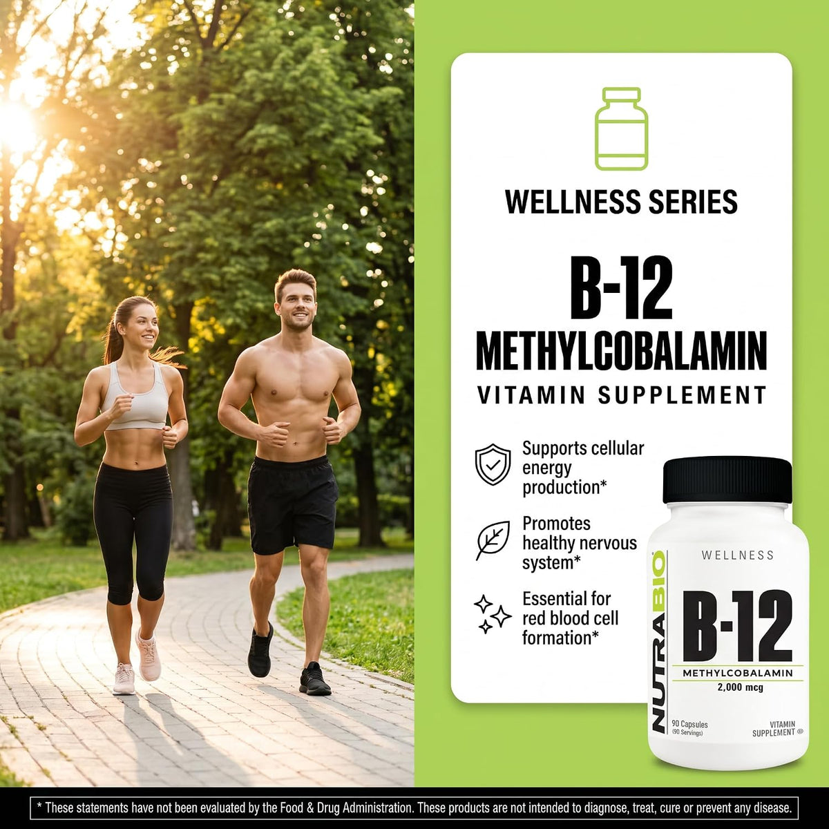 NutraBio Methyl B-12 2000mcg – Contributes to Normal Energy and Nervous System Function, 90 Vegetable Capsules - görsel 6