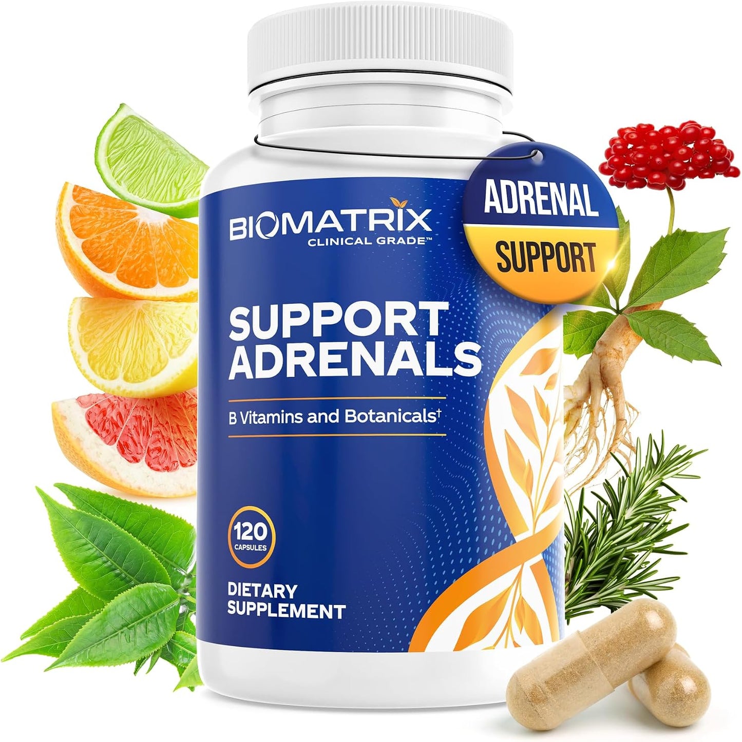 BioMatrix Adrenal Fatigue Supplement – Cortisol Manager with B Vitamins, 5-MTHF, Adaptogens, and HPA Axis Support (120 Veggie Caps) - görsel 1