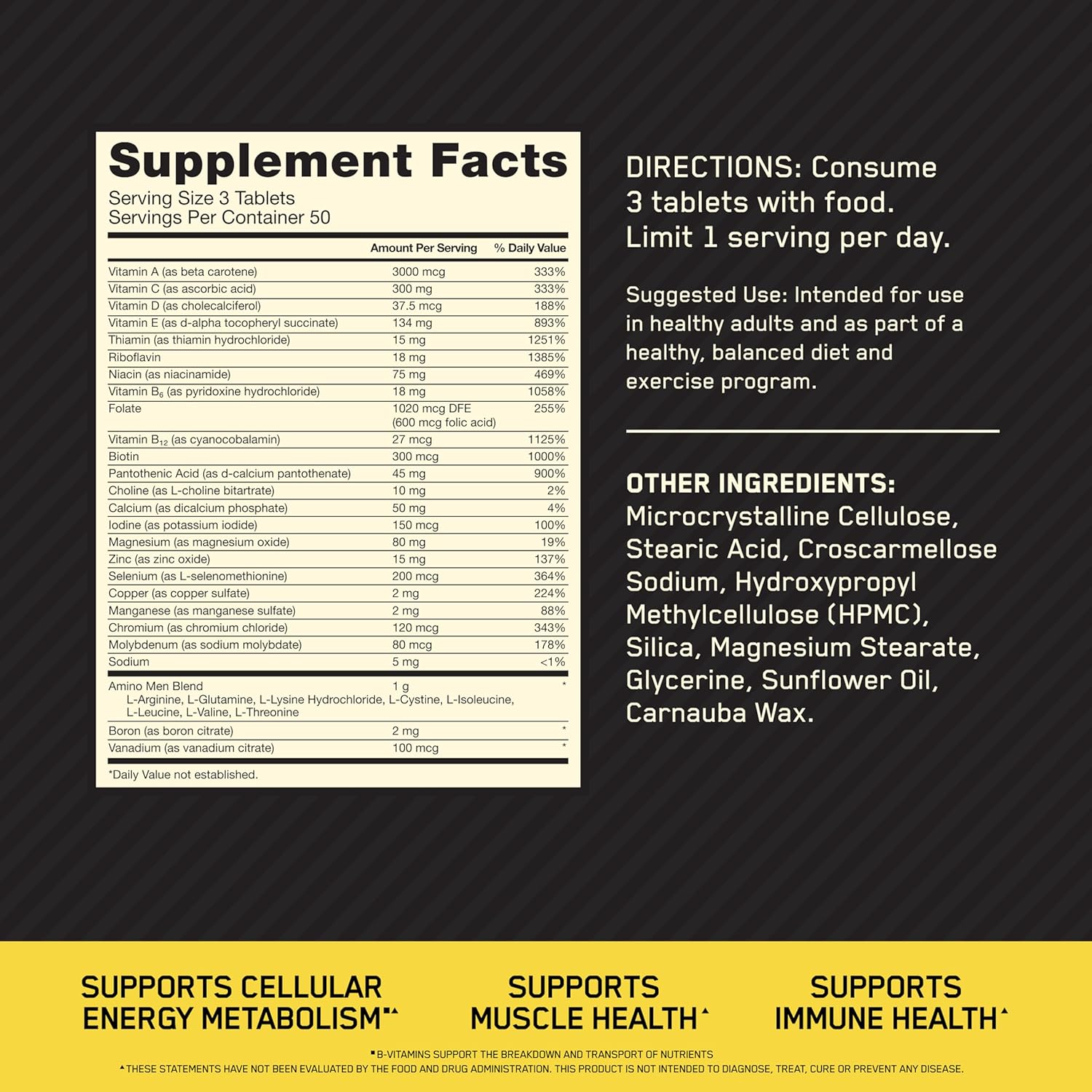 Optimum Nutrition Opti-Men Daily Multivitamin for Men, 150 Tablets - görsel 2
