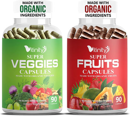 VITINITY Fruit and Veg Supplement Gummies – Real Greens & Fruits, Vegan, 60 Gummies