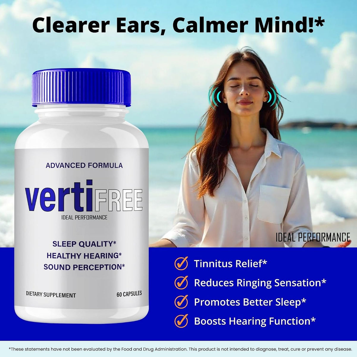 Vertifree Tinnitus Relief Capsules - Maximum Strength, Natural Support for Ear Health (3 Pack) - görsel 4