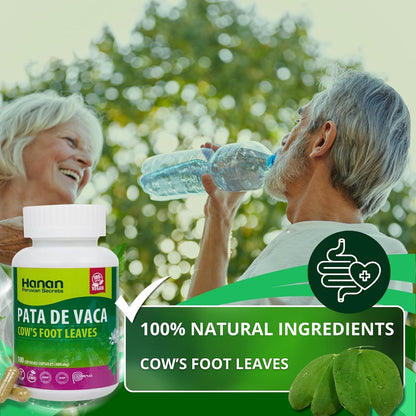Hanan Pata de Vaca 100 Capsules – Pure Cow's Foot Leaves (Bauhinia forficata) for Detox & Digestive Support