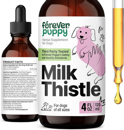 Milk Thistle Supplement for Dogs, 60 ml - Liver Support with Silymarin Extract by Forever Puppy