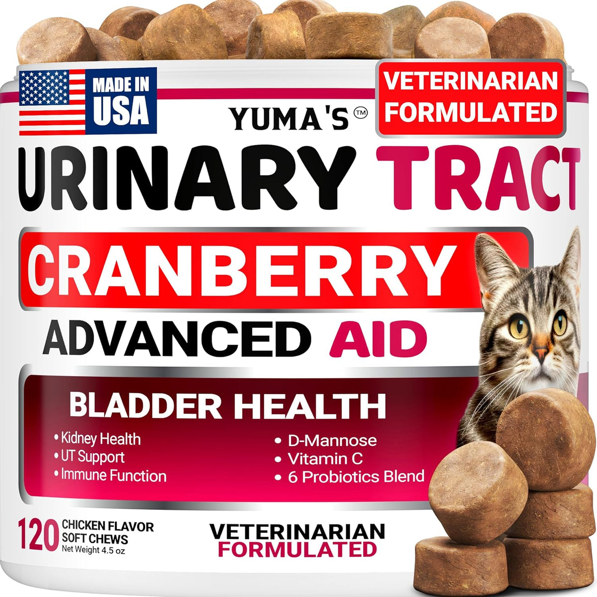 Dog UTI Chews - 170 Treats - Cranberry Supplement for Dogs - Bladder Control - Digestion & Immune Support - Urinary Tract Health - Multivitamin - Vitamins and Supplements - Made in USA - görsel 7