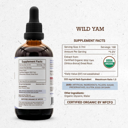 Secrets of the Tribe Wild Yam Organic Alcohol-Free Extract, High-Potency Herbal Drops, 120 ml