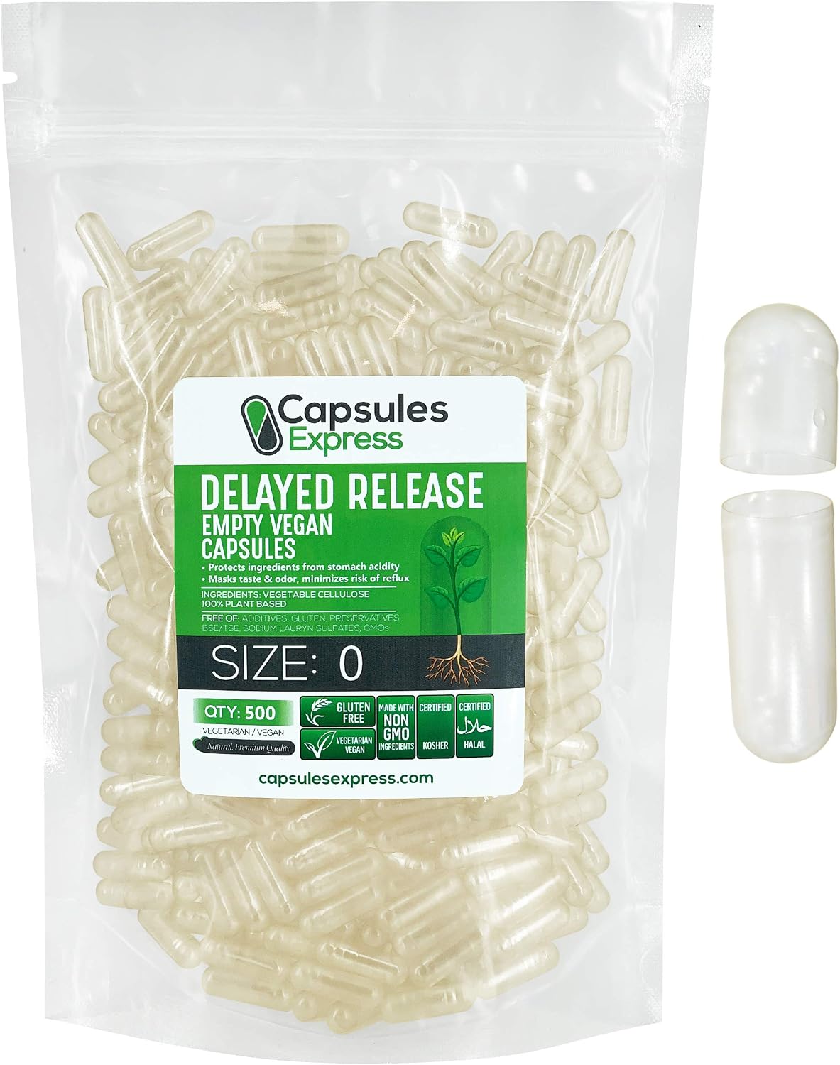 XPRS Nutra Delayed Release Size 00 Empty Capsules – 100 Count Clear Vegan Capsules - görsel 10