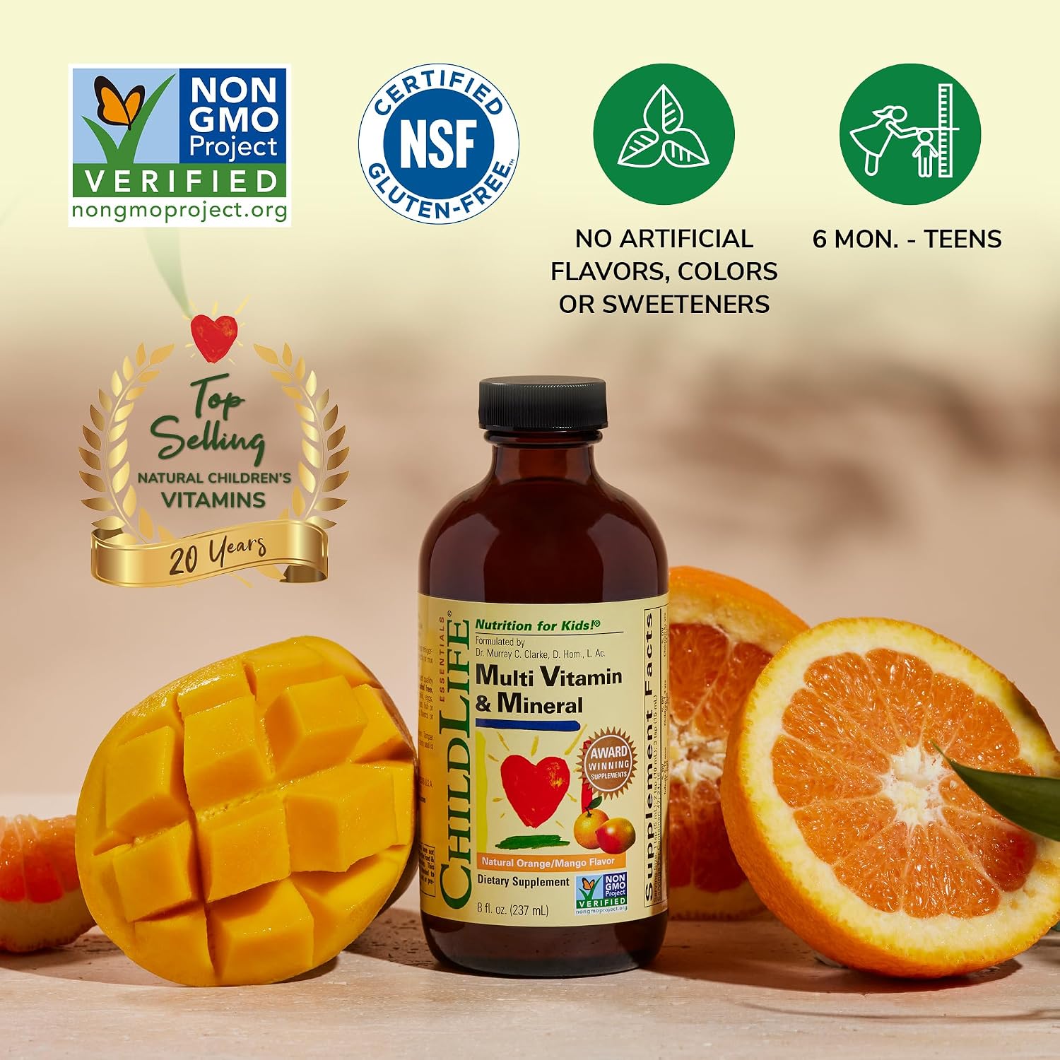 CHILDLIFE ESSENTIALS Kids Multivitamin & Mineral - Liquid Multivitamin for Children - Natural Orange & Mango Flavour - 240 ml (Pack of 4) - görsel 4