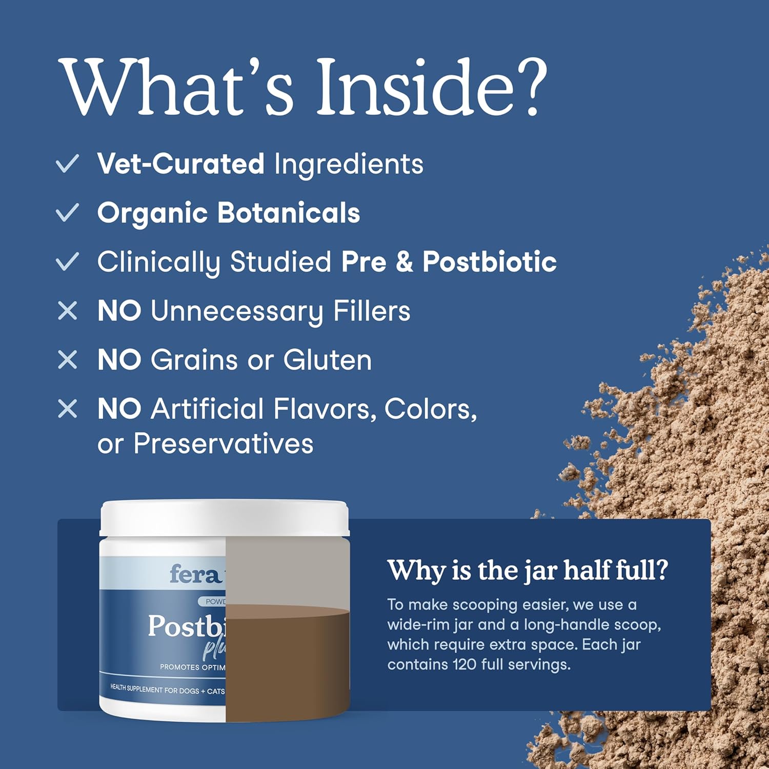 Fera Pets Postbiotics Plus Prebiotics for Dogs & Cats - 120 Scoops - görsel 3