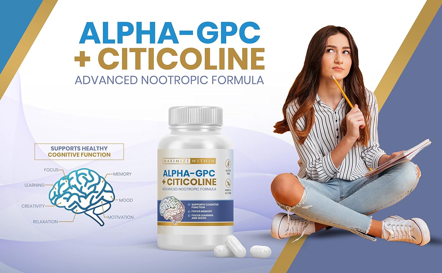 Alpha GPC + Citicoline 60 Capsules, 1600mg Concentrated Formula – Cognitive Support - görsel 8