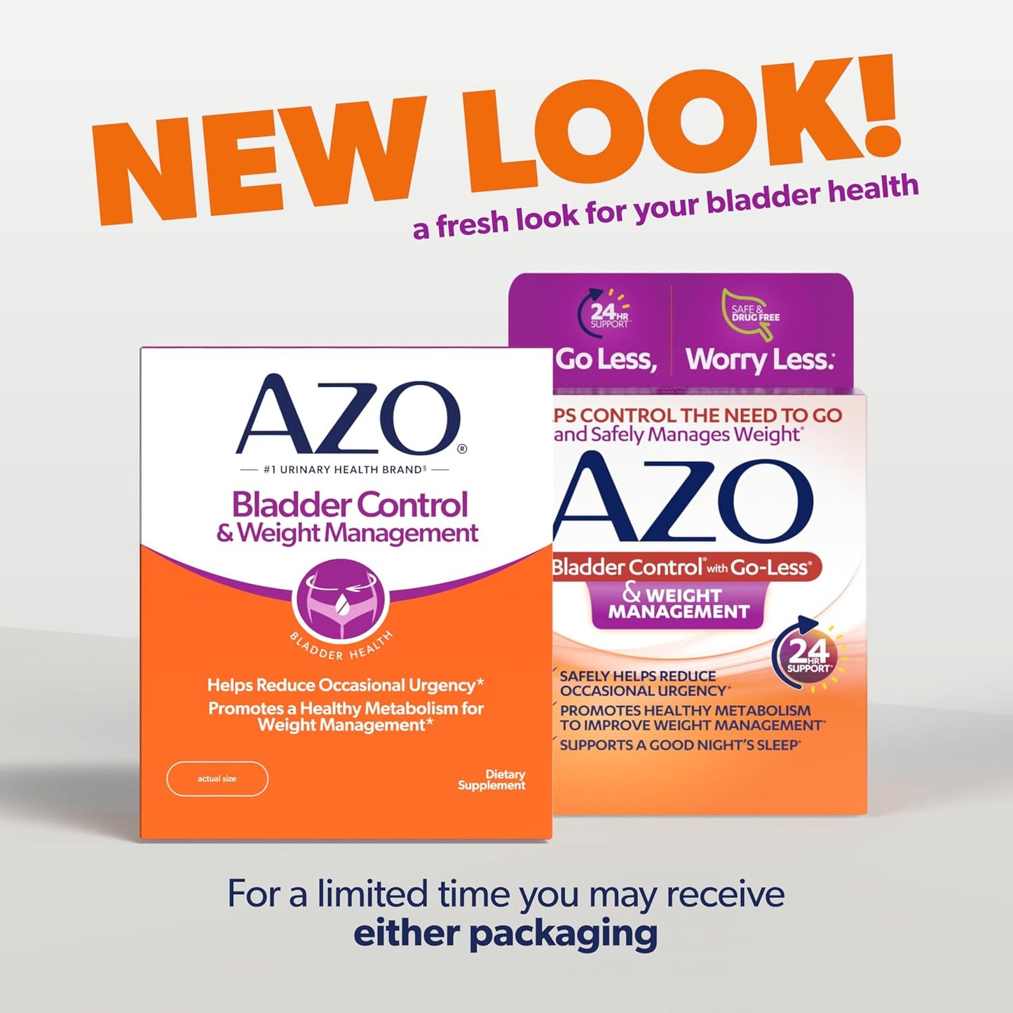 AZO Bladder Control with Go-Less & Weight Management Food Supplement - 48 Capsules - görsel 2
