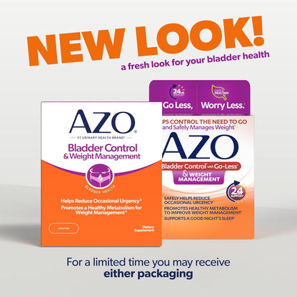 AZO Bladder Control with Go-Less & Weight Management Food Supplement - 48 Capsules