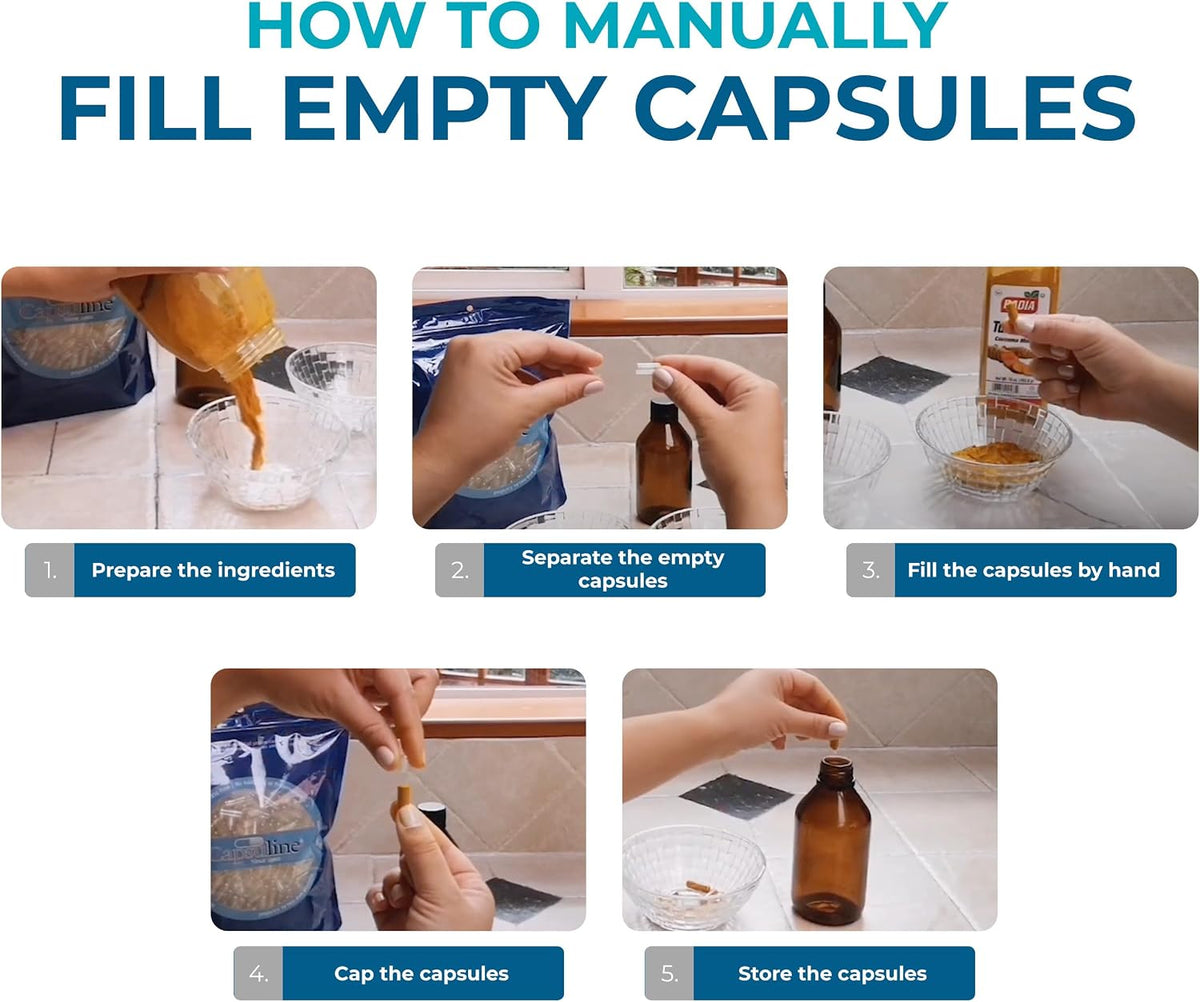 Capsuline Size 0 Empty Gelatine Capsules, Clear - 10000 Count | Gluten-free, Kosher, Non-GMO Certified | Pure Bovine Capsules for DIY Supplement Filling - görsel 8