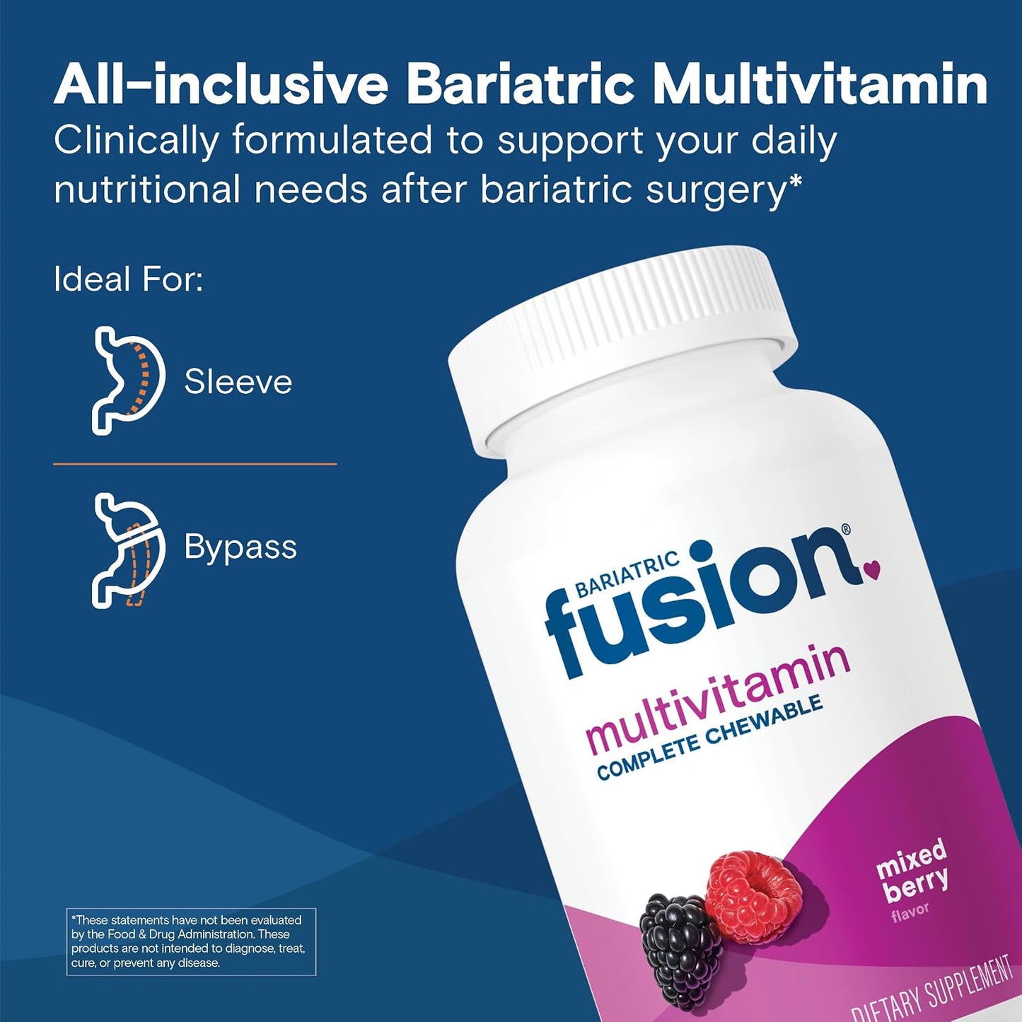 Bariatric Fusion Complete Chewable Multivitamin with Iron - Mixed Berry - 120 Tablets (1 Month Supply) - görsel 2