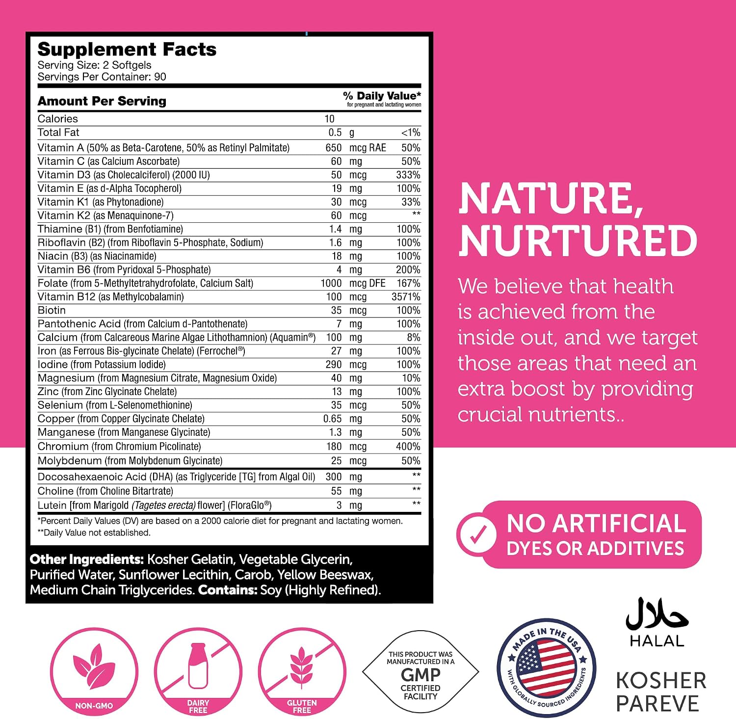 Zahler Prenatal +DHA 300 - Prenatal Vitamin with Methylated Folate & DHA for Pregnant Women - Support for Mum & Baby - Kosher, Gluten-free, Dairy-free - 180 Softgels - görsel 4