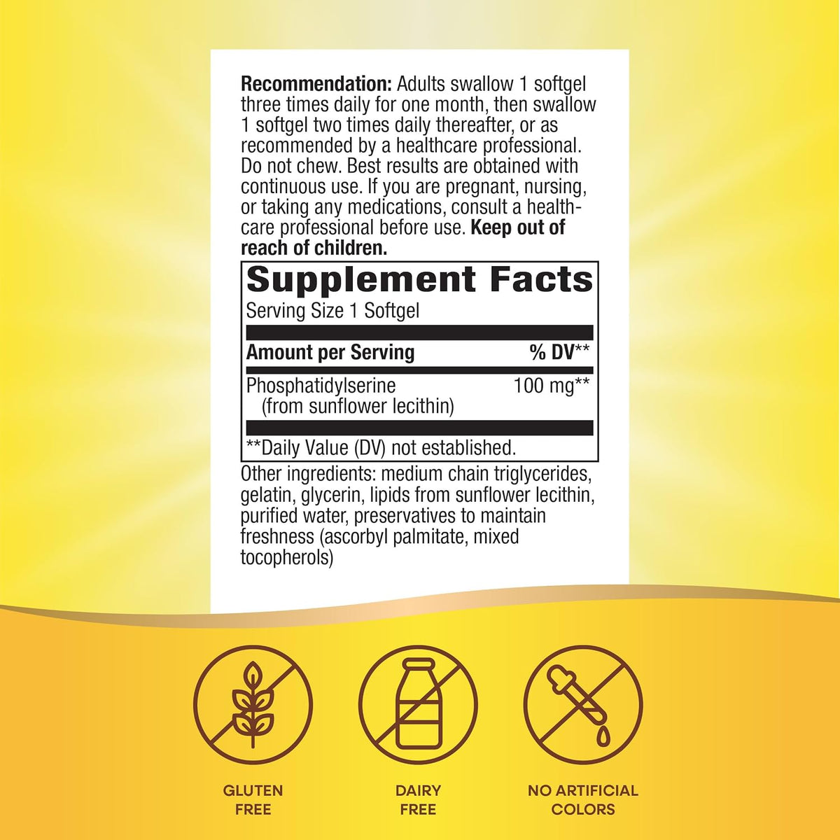 Nature's Way Phosphatidylserine, 100 mg, 60 Softgels - görsel 5