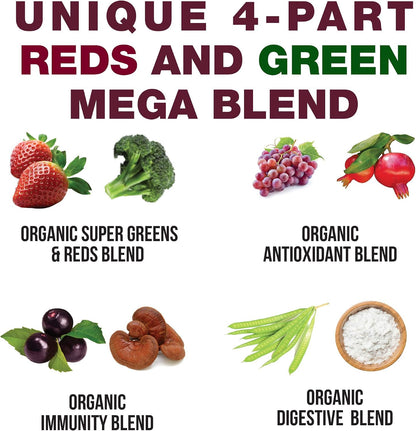 Peak Performance Kids Greens and Reds Superfood Powder - Organic Vegan Superfood with 25+ Fruits and Vegetables