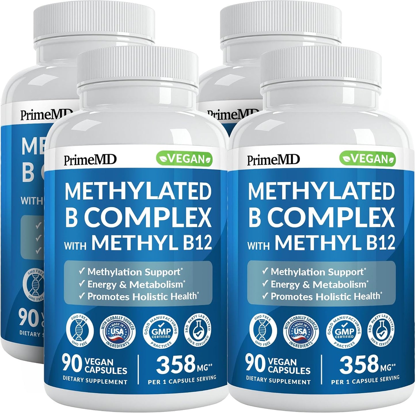 Methylated B Complex with Methylfolate and B12 Methylcobalamin, 360 Capsules - görsel 1
