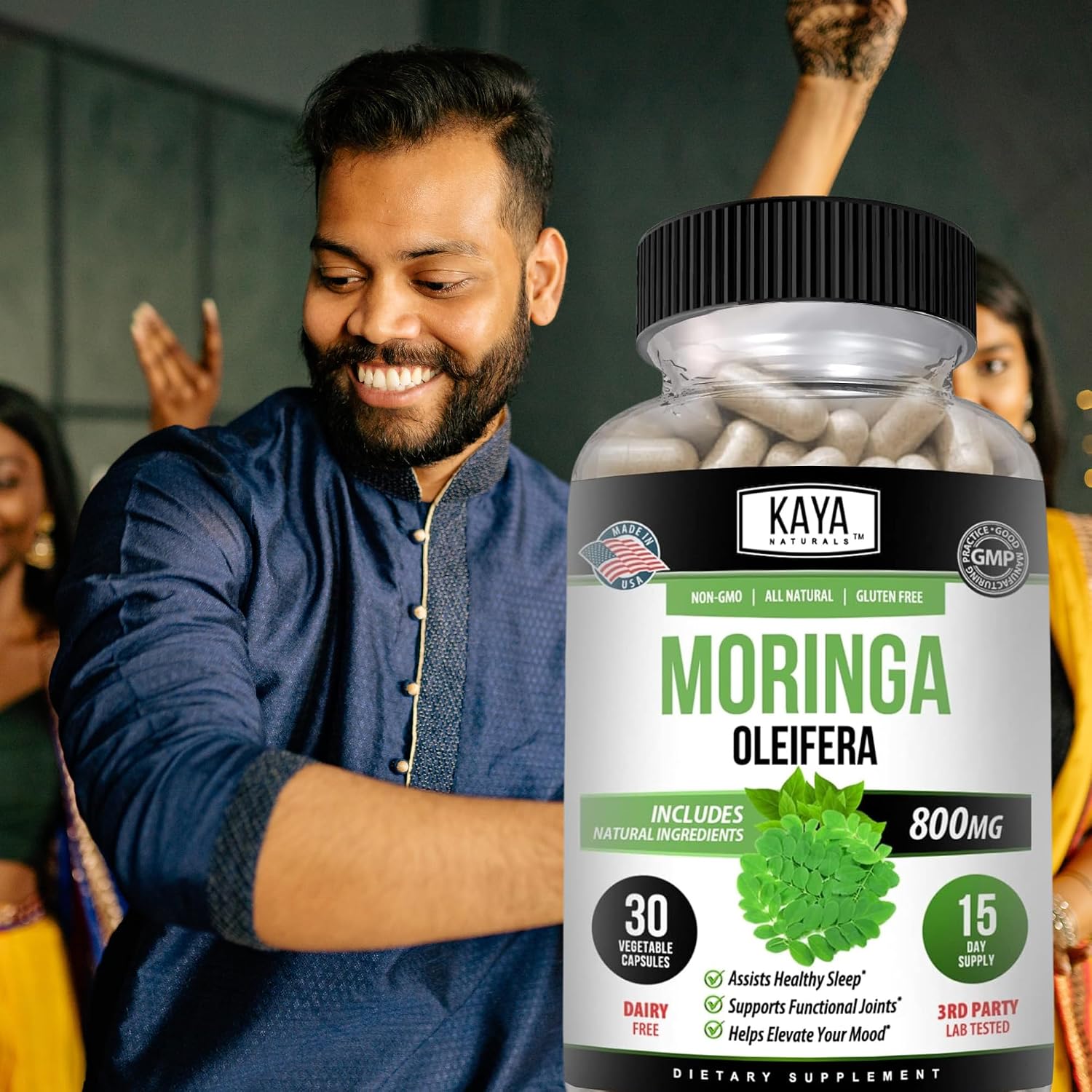 Kaya Naturals Moringa Leaf Extract - Complete Greens Superfood Supplement - 30 Veggie Capsules - görsel 9