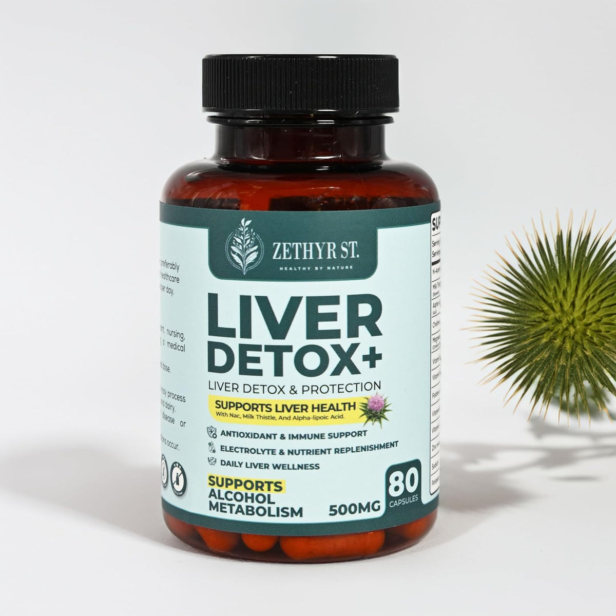 Zethyr St. Liver Detox+ with Milk Thistle - Premium Dose - Liver Cleanse Detox & Repair with NAC, ALA, Choline & B-Vitamins - 80 Capsules for Daily Antioxidant Support - görsel 5