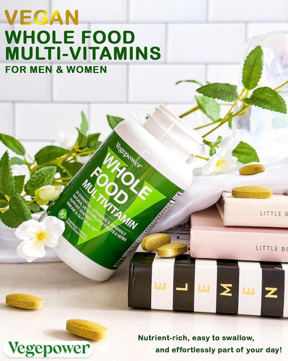 Vegan Whole Food Multivitamin with Iron – Daily Multivitamin for Men and Women, Methylated B-Complex, Non-GMO, 90 Tablets