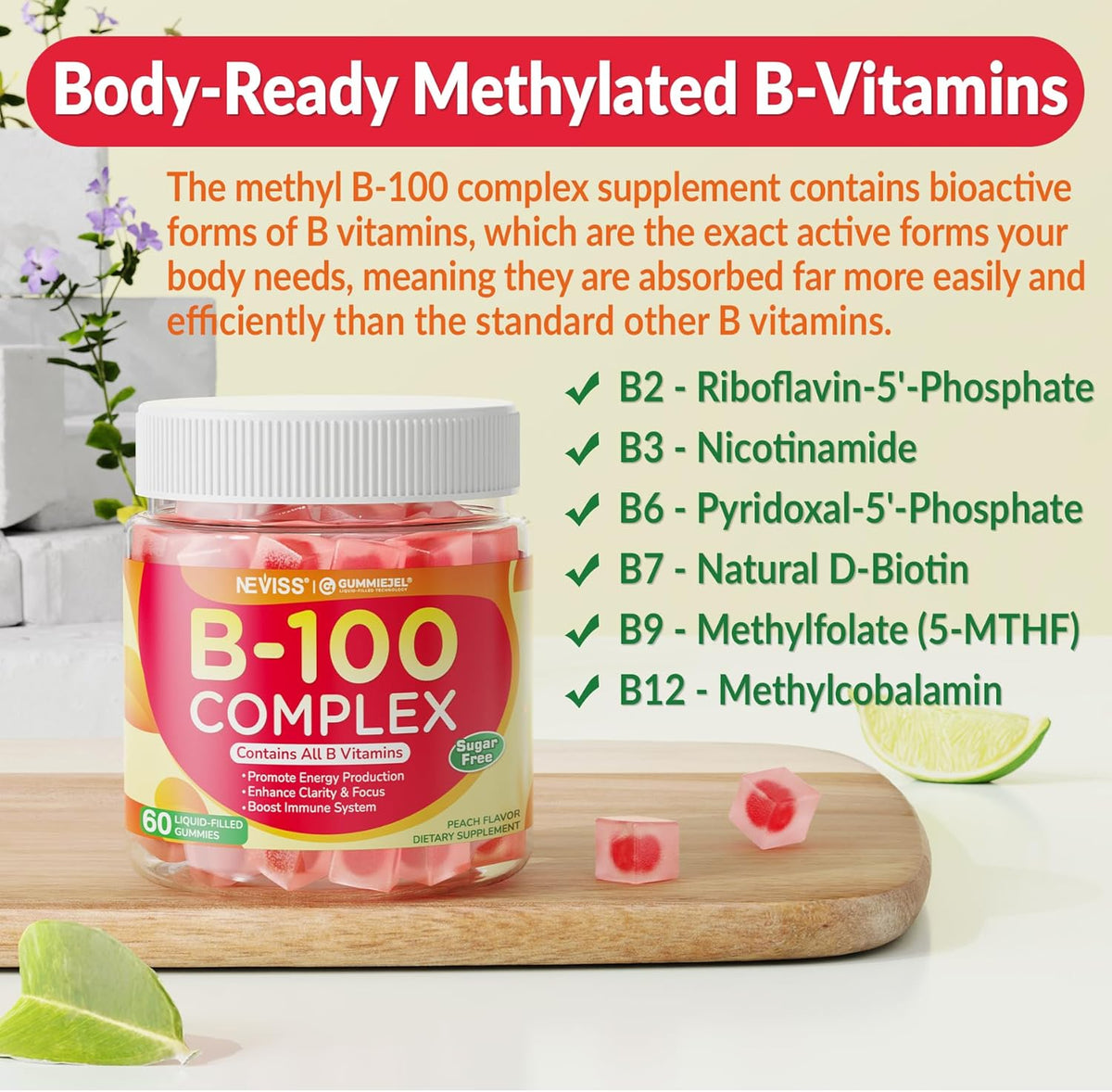 NEVISS Super Vitamin B Complex Gummies - Methylated B Complex (Pack of 2) - görsel 5