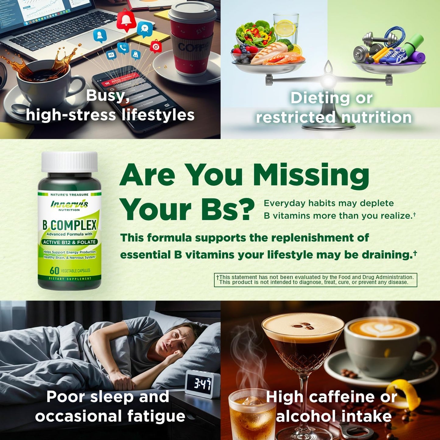 Bioactive B Complex with Active B12 & Folate – Contributes to Energy Metabolism, Brain & Nerve Function, 60 Vegan Capsules - görsel 3