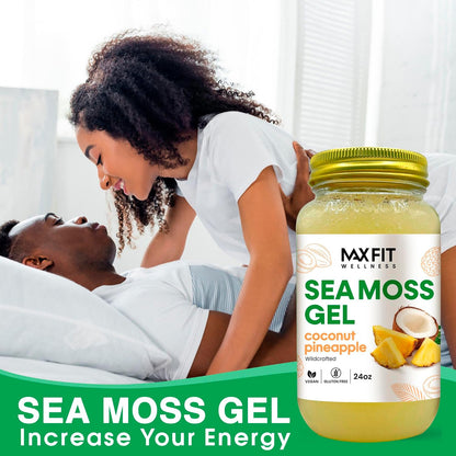 Sea Moss Gel Raw Coconut Pineapple (25 Flavours) 24oz Wildcrafted Gold Sea Moss Gel from Saint Lucia | 92 Vitamins and Minerals | Pure Raw + Non-GMO