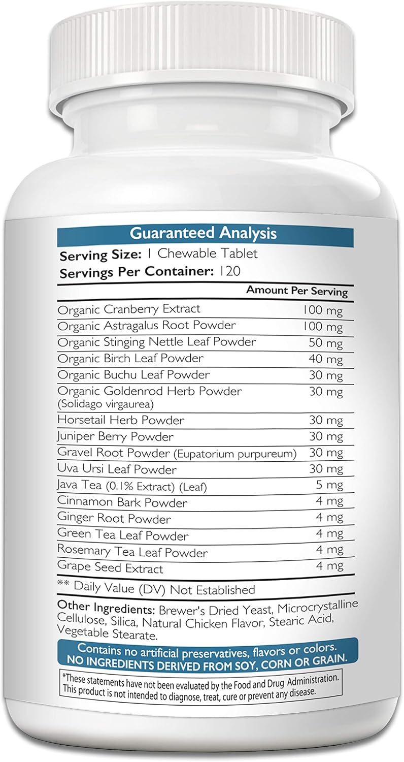 Kidney Support for Dogs – Organic Cranberry & Astragalus – Renal, Bladder & Urinary Tract Health Supplement – 120 Chewable Tablets - görsel 9