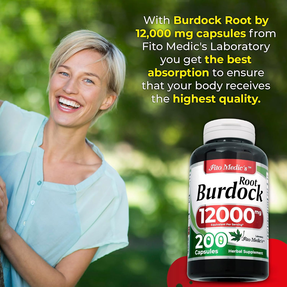 FITO MEDIC'S Lab Organic Burdock Root - 200 Capsules, 12000mg, Ultra High Absorption - görsel 3