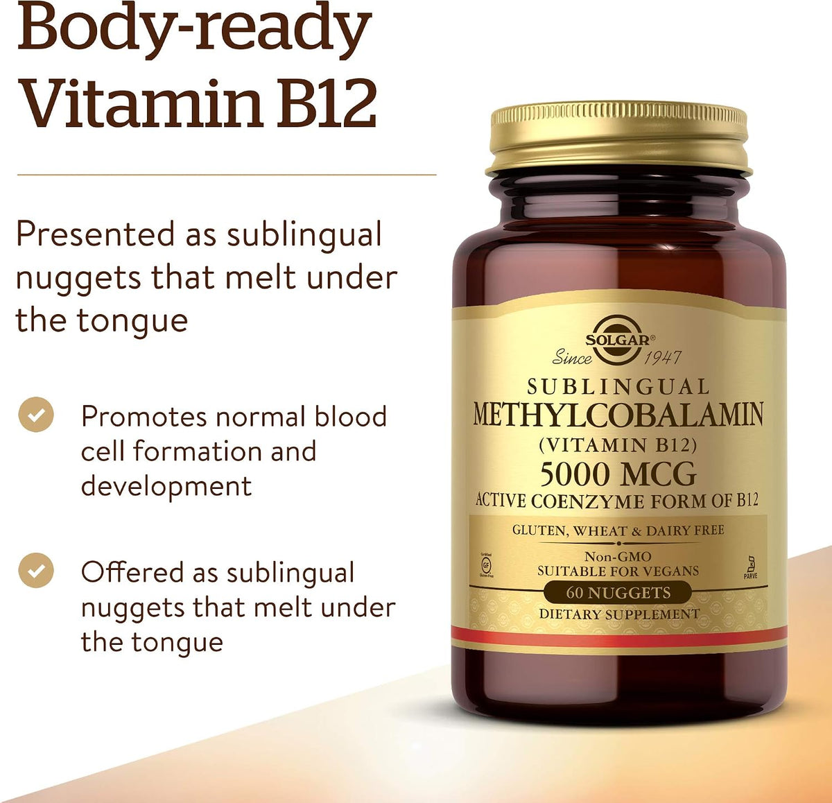 Solgar Methylcobalamin (Vitamin B12) 5000 mcg, 60 Nuggets - Cherry Flavour - görsel 3