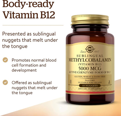 Solgar Methylcobalamin (Vitamin B12) 5000 mcg, 60 Nuggets - Cherry Flavour