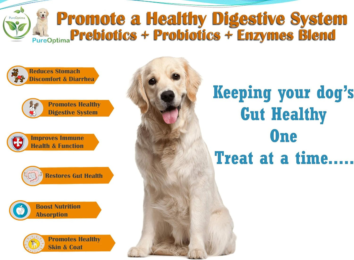 PureOptima Probiotic Chews for Dogs - Digestive Enzymes and Prebiotics - 120 Count - görsel 2