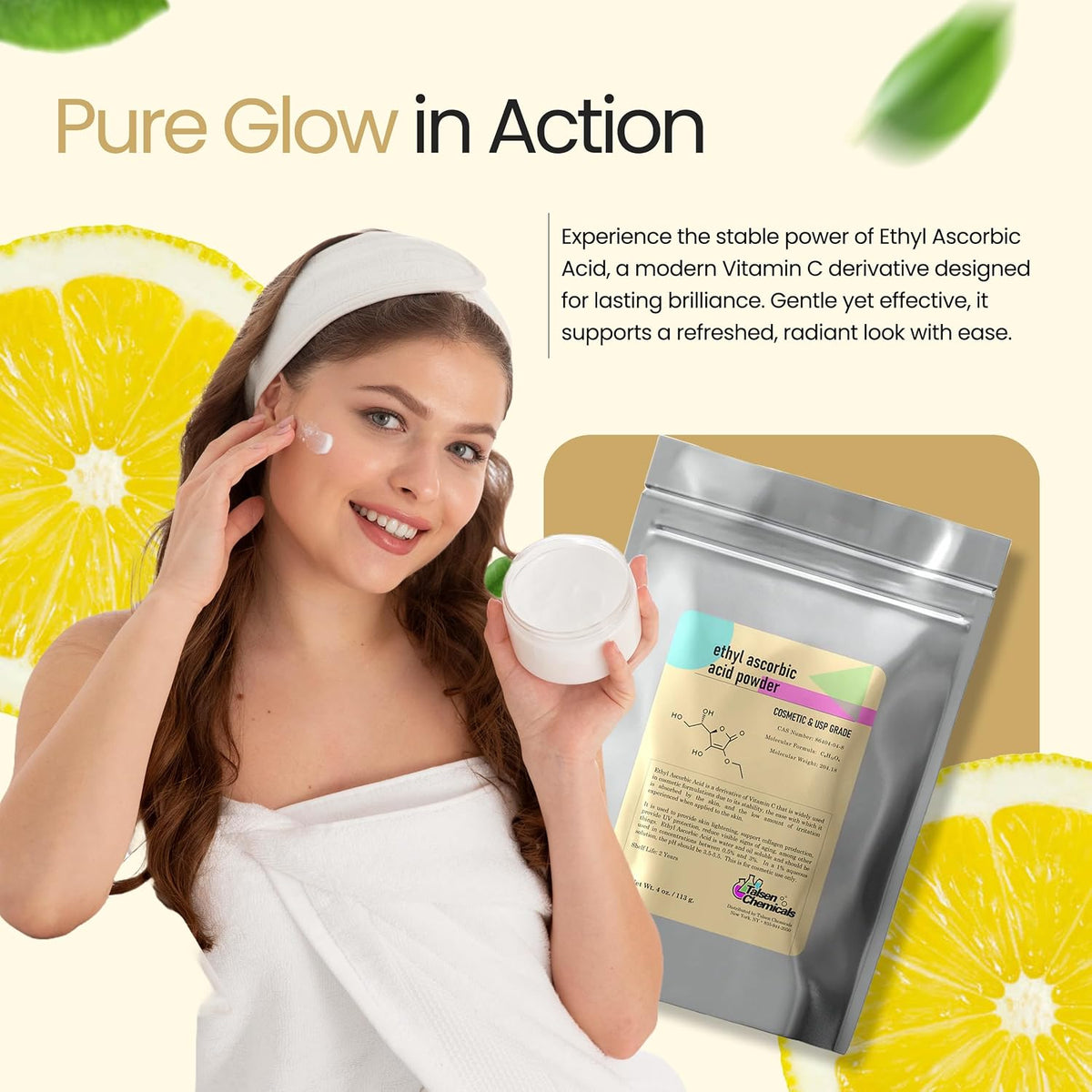 Ethyl Ascorbic Acid Powder Stable Vitamin C Derivative Helps to Absorb Vitamin C into Skin to Improve Skin Gloss, Skin Elasticity, Antioxidation, and Other Functions (28 g) - görsel 3
