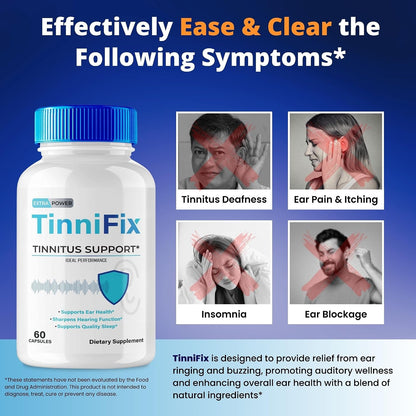Tinnifix Tinnitus Relief Capsules - Advanced Hearing Support Food Supplement, 60 Capsules