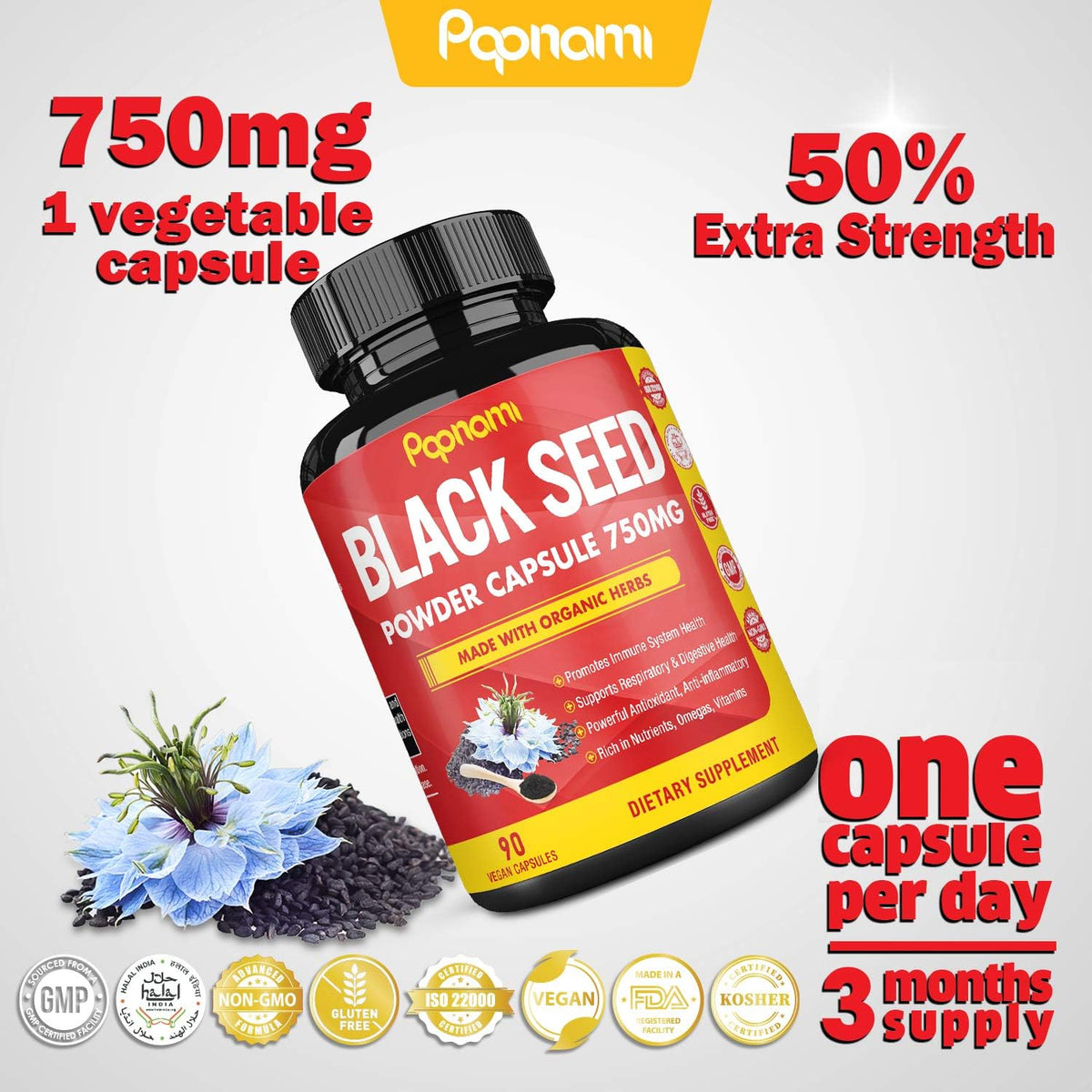Pure Black Seed Powder Capsules 750mg – 90 Capsules - görsel 9