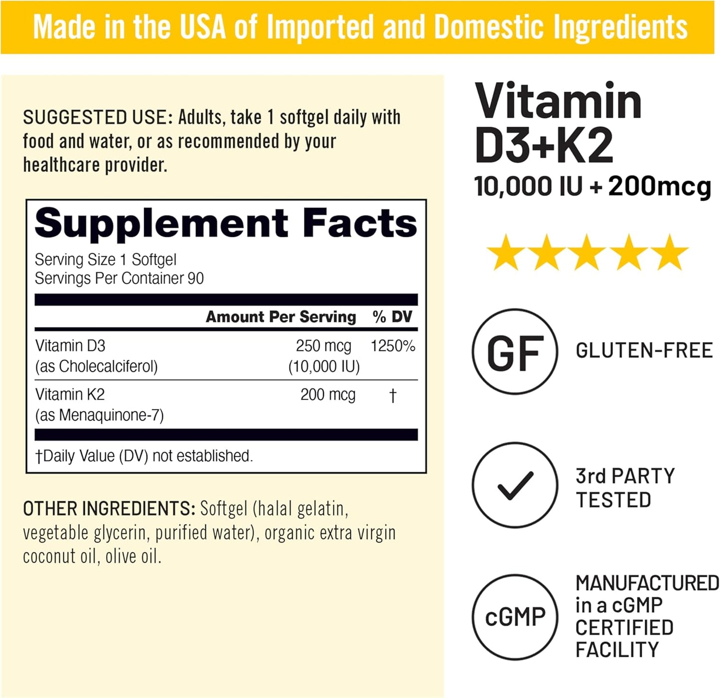 NatureWise Vitamin D3 10,000 IU with K2 MK-7 200 mcg - 90 Soft gel capsules - görsel 5