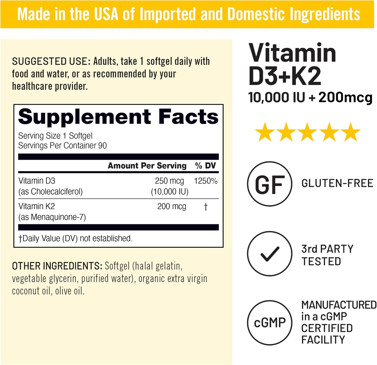 NatureWise Vitamin D3 10,000 IU with K2 MK-7 200 mcg - 90 Soft gel capsules - görsel 5